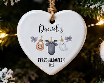 Personalised My First Halloween Ornament, Custom New Baby Halloween Gift, Kids Name Halloween Gift, Baby's First Halloween