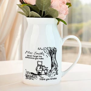 Personalized Teacher Flower Vase, Thank you Gift for Teacher, Never Forget the Difference You Make, Teacher Appreciation Gift, Teacher Gifts