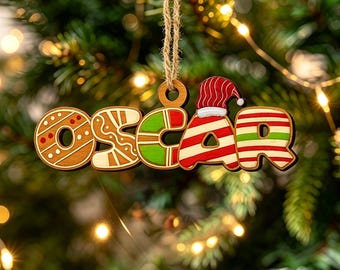 Personalized Gingerbread Alphabet Ornament, Custom Kids Name Ornament, Christmas Ornaments for Family, Kids Christmas Gifts