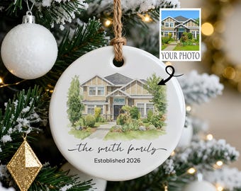 Personalized New Home Photo Ornament, Custom House Address Ornament, Housewarming Gift, Realtor Client Gift, Couples Home Ornament