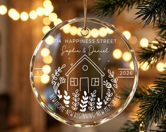 Personalized New Home Glass Ornament, Housewarming gift, Our First Christmas Keepsake