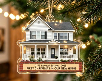 Personalized New Home Photo Ornament, Custom House Address Christmas Ornament, Picture Acrylic Ornament, Xmas Gift for Family