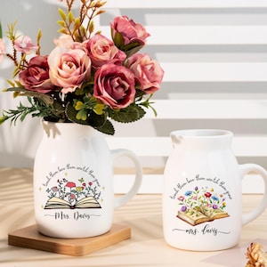 Personalized Flower Vase Gift for Teacher, Teacher Appreciation Gift, Thank You Gifts, End of Year Gift for Teachers, Leaving School Gift