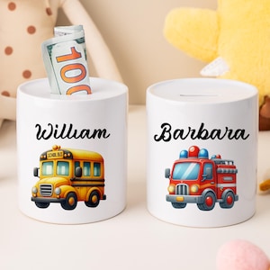Cofrinho personalizado com qualquer nome, cofrinho fofo para crianças/meninos, pote de poupança, cofrinho personalizado para crianças, cofrinho de moedas, cofrinho de cerâmica
