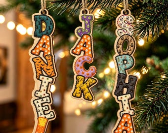 Personalized Alphabet Ornament, Wooden Halloween Name Tag, Halloween Party Favors, Family Name Tag, Spooky Fall Decor, Halloween Gifts 2026