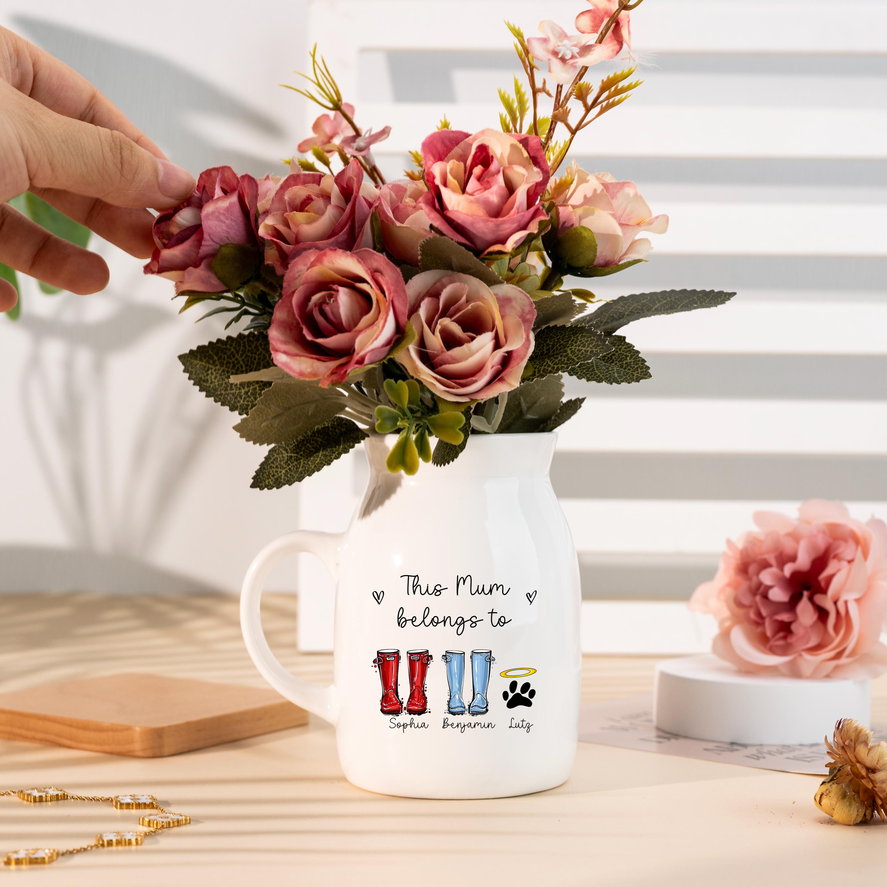 Custom Family Wellies Flower Vase Gift, Mother's Day Gifts, The Mum Belongs to Vase, Birthday Gift for Grandma, Nana, Nanny, Kids