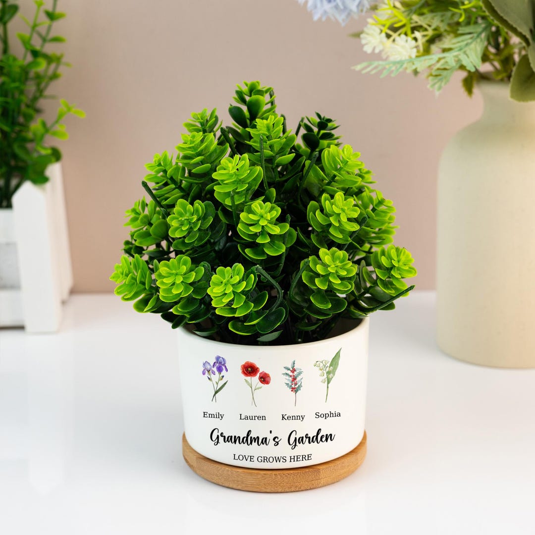Personalized Grandma Garden Plan Pot - Gift Idea For Grandma - Up to 5 Flowers - Grandma's Garden main image 1