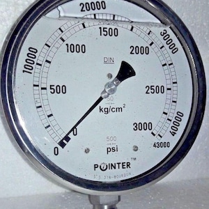 Pressure Gauge, 0-3000 Bar/0-43000 PSI, Dual Scale