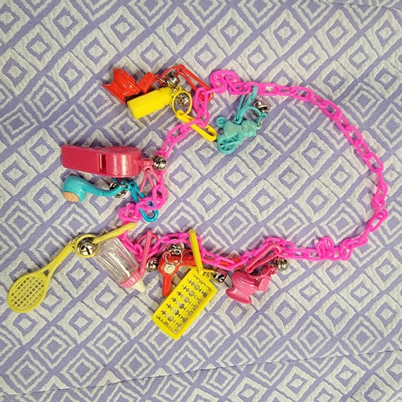 Awesome 80s bell charm necklaces, kidcore, 5 plas… - image 2