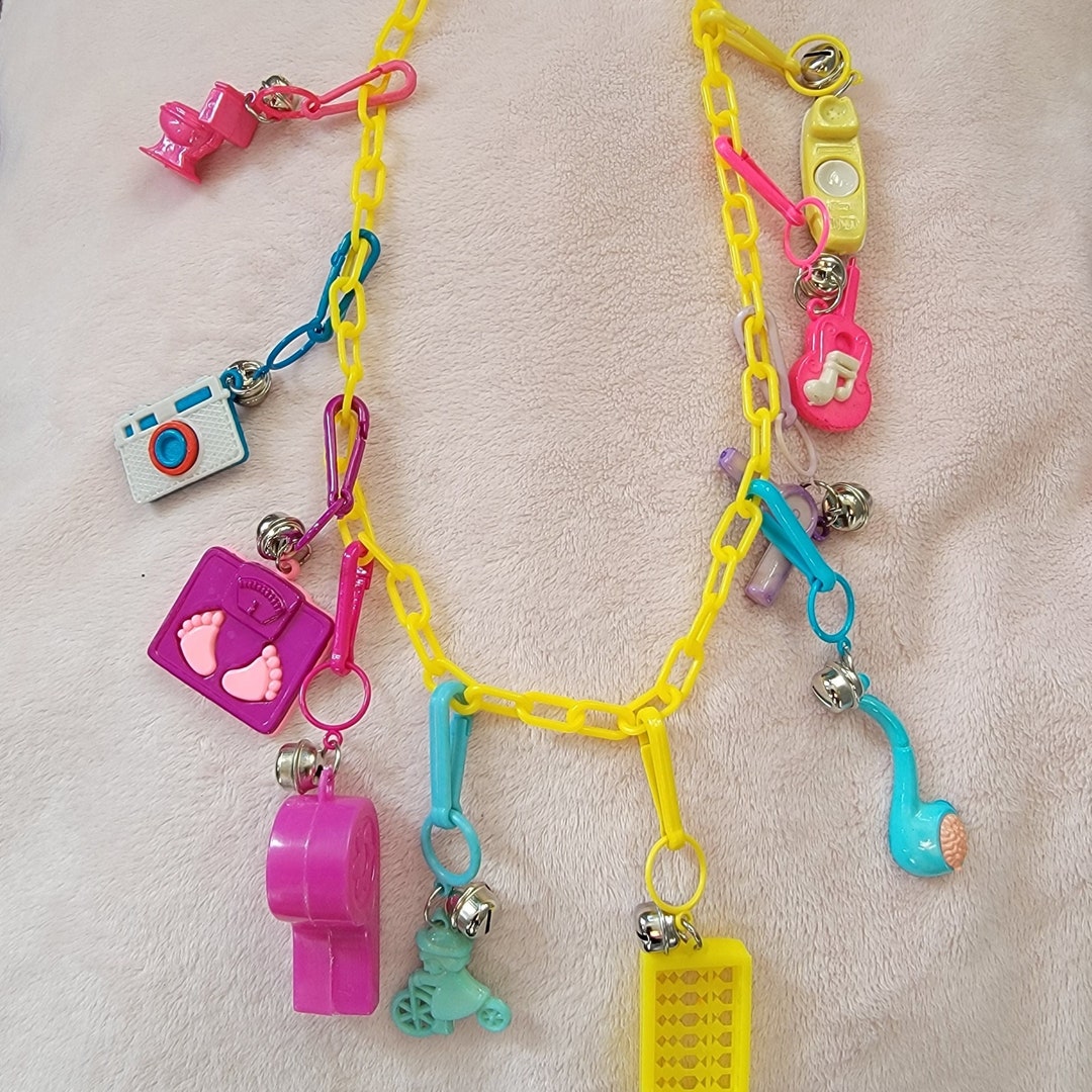 Vintage 80s Bell Charm Necklace or Key Chains,5 Plastic Chain Options, New  Old, 10 Charms Including Toilets, Whistles Charms Plus More - Etsy