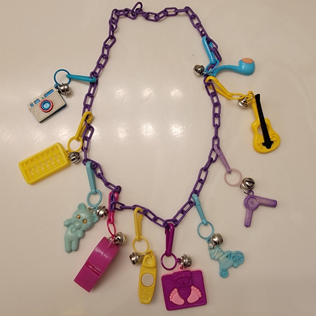 Vintage 80s Bell Charm Necklace or Key Chains5 Plastic Chain Etsy
