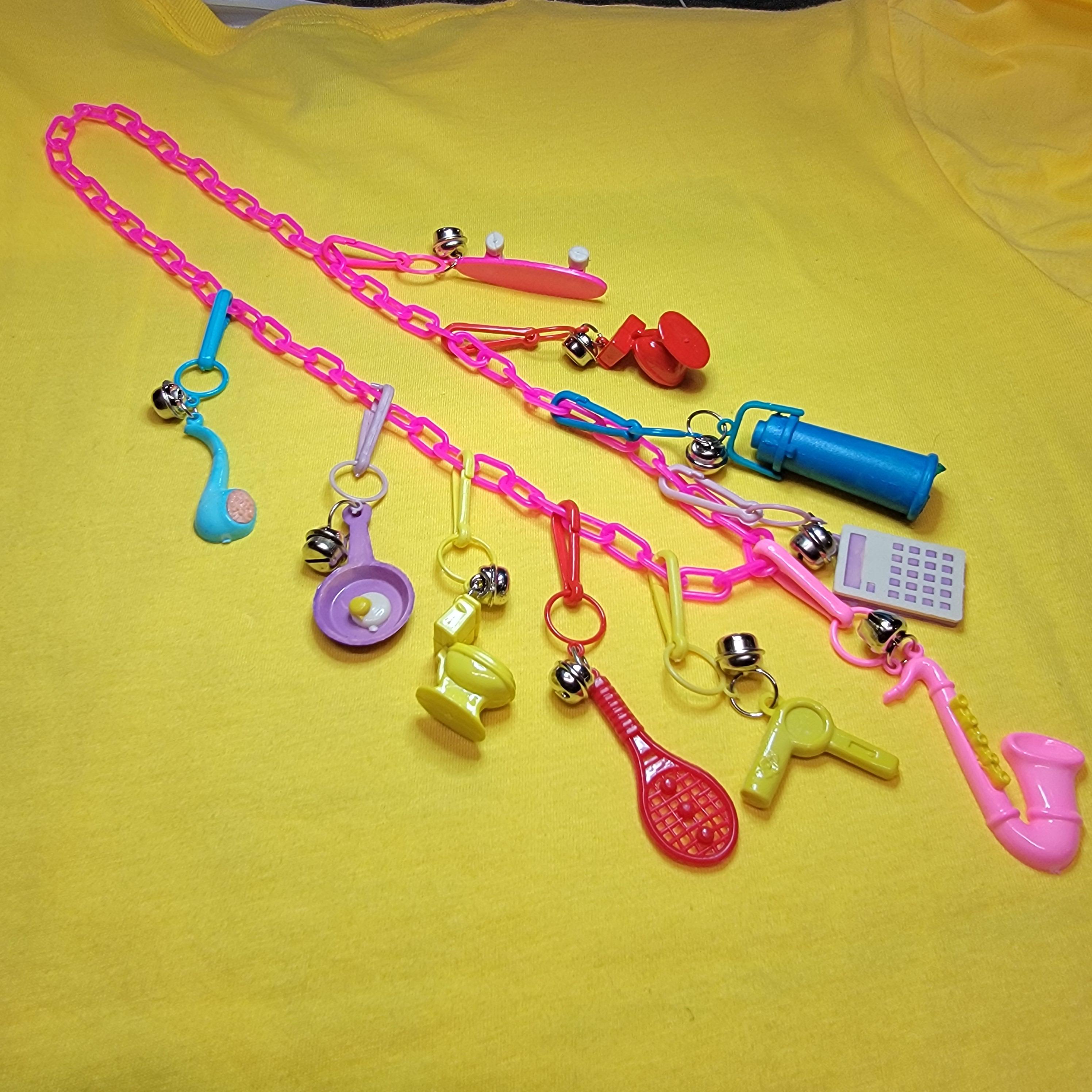 Original New Old Stock Vintage 80s Toy Bell Charms and Plastic