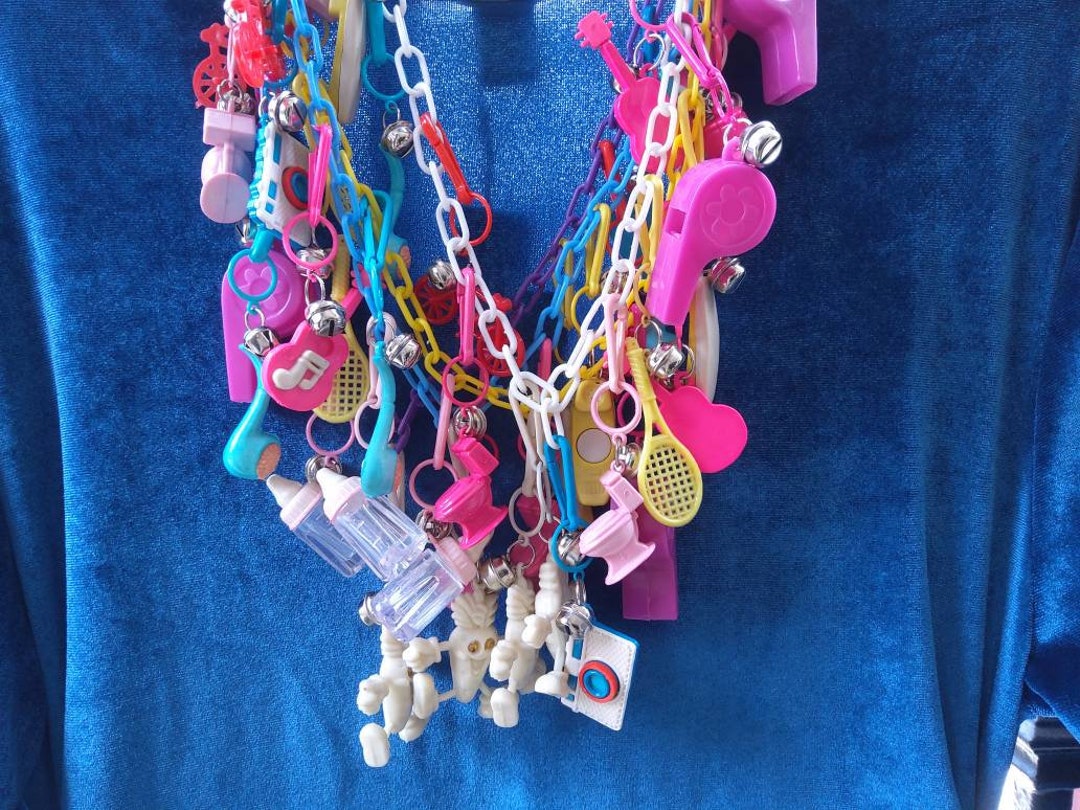 Vintage 80s Bell Charm Necklace or Key Chains5 Plastic Chain Etsy