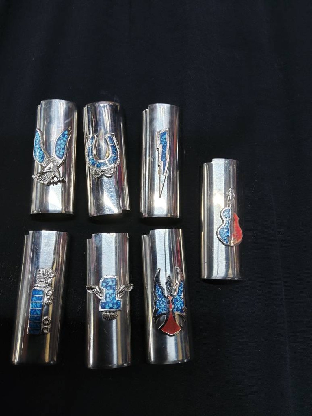 Scrolls flowers designed set of two metal bic lighter case for bic 3  lighters
