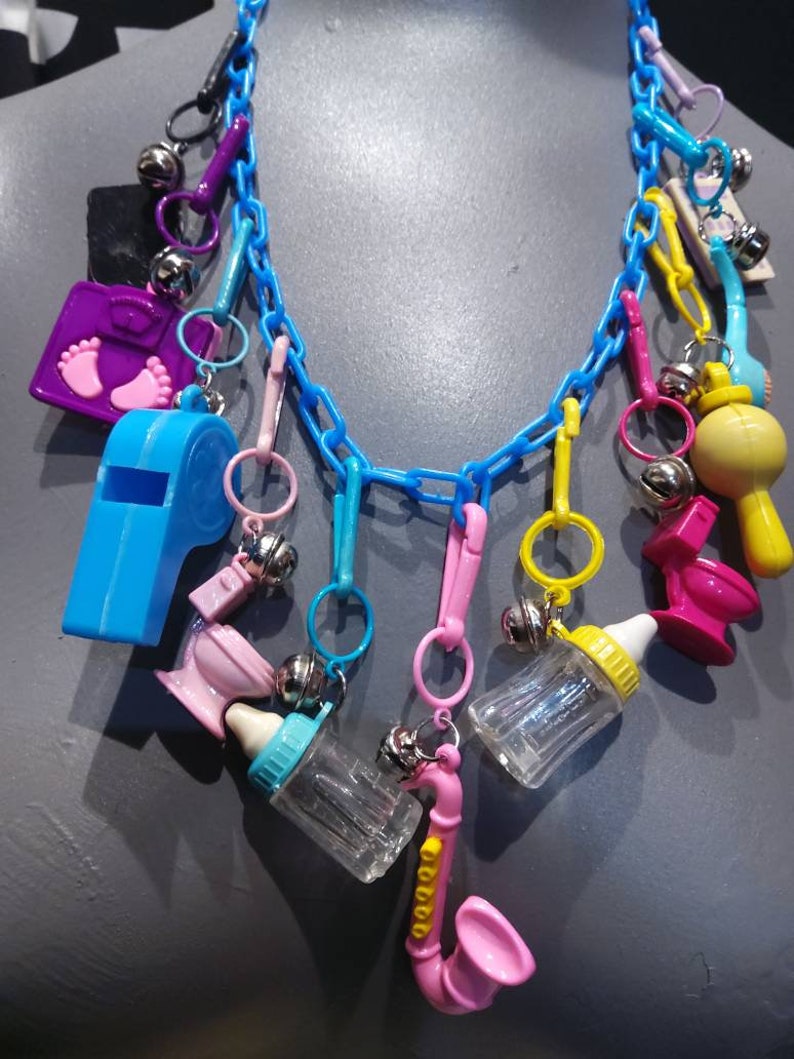 Vintage 80s Bell Charm Necklace or Key Chains5 Plastic Chain Etsy