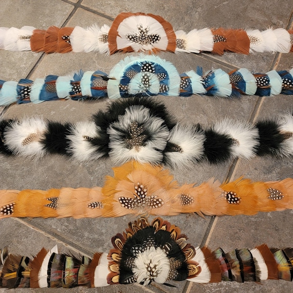 Vintage deadstock western hat bands, natural feathers,  from the 80s New old stock, 6 color options to choose from,  hat adornments.