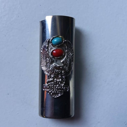Harley Davidson vintage Bic lighter covers,  beatiful with 2 faux stones