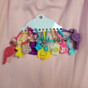 80s bell charm kidcore jewelry,  new old stock 12 pieces on original card