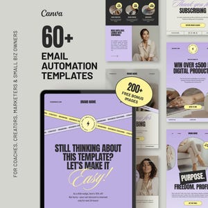 Aesthetic Purple Email Newsletter Templates Canva Editable Sequence Builder Kit for Coaches Bloggers Content Creators Business Design D2