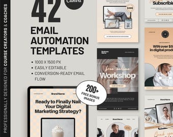 Email Marketing Canva Templates: 42 Newsletter Layouts for Coaches (Digital Download) D4 Collection