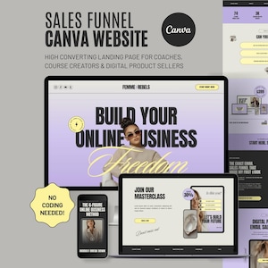 Purple Canva Website Template for Coaches, Sales Funnel Landing Page Design (no coding) D2
