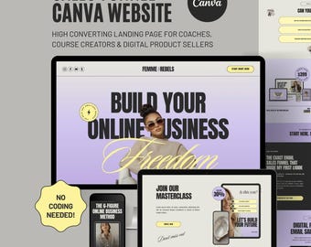 Purple Canva Website Template for Coaches, Sales Funnel Landing Page Design (no coding) D2