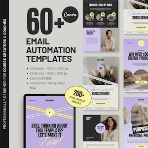 Canva Email Newsletter Templates | 60+ Purple Email Flow Designs (Digital Download) D2