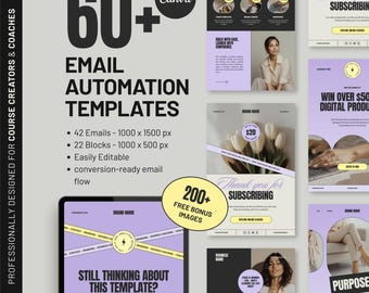 Canva Email Newsletter Templates | 60+ Purple Email Flow Designs (Digital Download) D2