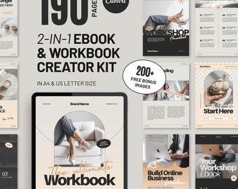 Canva Ebook Template Kit: 190-Page Course Workbook Design (A4 & US Letter) D4