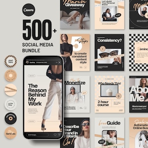 Canva Instagram Template Bundle: Social Media Posts, Stories & Highlight Covers (509 Designs) D4
