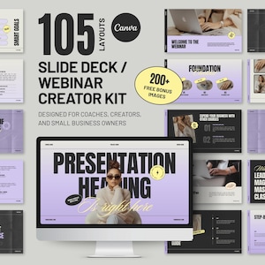 Canva Webinar Presentation Template: Purple Slide Deck for Workshops Courses (Digital Download) D2