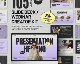 Canva Webinar Presentation Template: Purple Slide Deck for Workshops Courses (Digital Download) D2