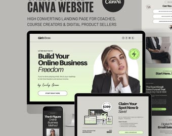 Neon Green Sales Funnel Website Template: Coach Landing Page (Canva Editable) D3