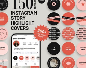 Instagram Highlight Covers: Business Branding Kit, Canva Template (Digital Download) PG01