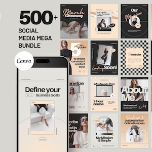 Canva Instagram Template Bundle: Social Media Posts, Stories & Highlight Covers (509 Designs) D4