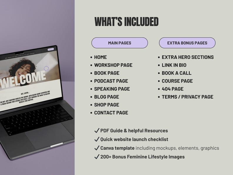 Modern feminine Squarespace website template designed for coaches and female entrepreneurs who want an easy to edit drag and drop website with no coding required and a confident boss babe founder vibe.