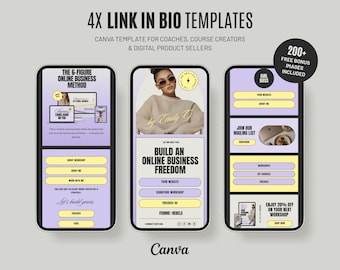 Canva Link in Bio Template Bundle, Mobile Landing Pages (Digital Download) D2