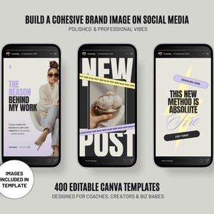 Done-for-you content creator pack containing fully customizable text hooks, structural carousels, animated video reels, and aesthetic story highlights.