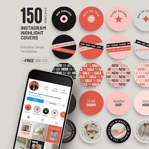 Instagram Highlight Covers Business Branding Kit Canva Templates Digital Icons Coaching Aesthetics Social Media Marketing Pack PG01