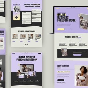 Modern Squarespace website template for coaches and she founders featuring purple, black, and neutral tones with a confident boss babe energy and conversion-ready layout. Easy to edit Squarespace website template created for female entrepreneurs who want a professional, modern feminine webpage without technical setup or coding.