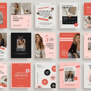 Canva Instagram Post Vorlagen: Pink & Rot Social Media Branding (Digitaler Download) PG01