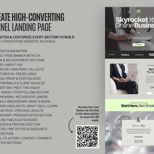 Feminine Canva website template in neon green and clean modern style, created for online educators and marketers who need a DIY sales page that drives conversions.