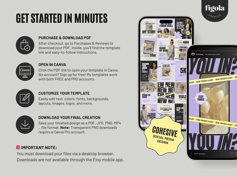 Instagram Canva Template Bundle: Social Media Branding Kit D2 - Etsy
