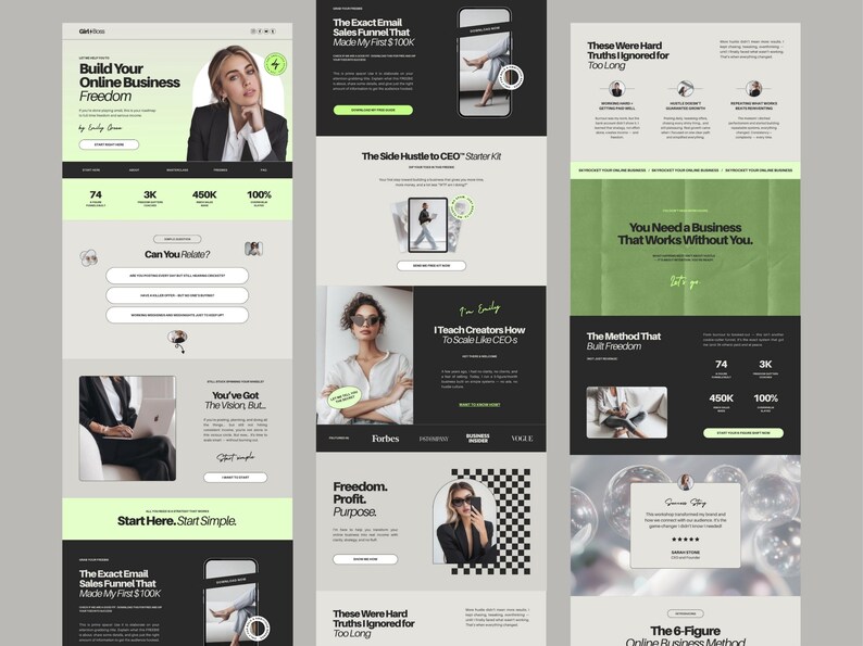 Done-for-you Canva sales funnel template that allows course creators and small business owners to build a professional, high-converting website without coding.