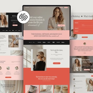 Feminine Squarespace Website Template, Coaches, Podcasters, Authors (Squarespace 7.1) PG01 collection