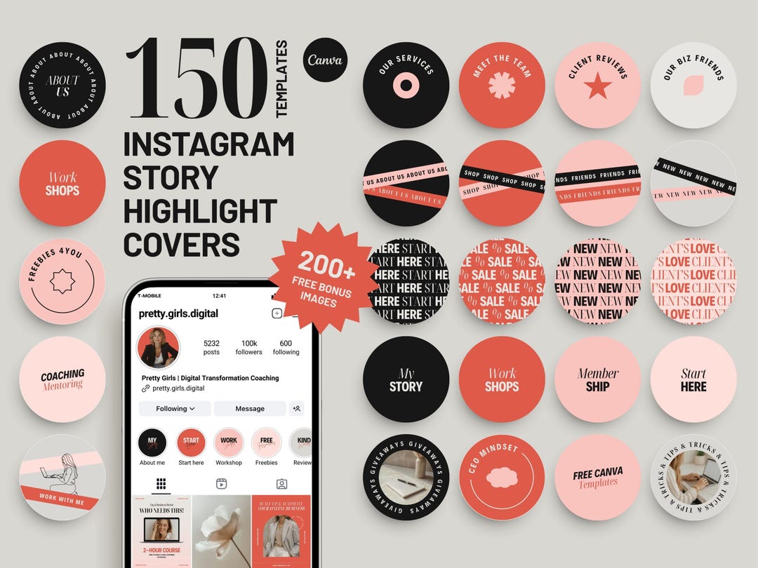Highlight Promotion Instagram Highlight Covers: Business Branding Kit, Canva Template ...