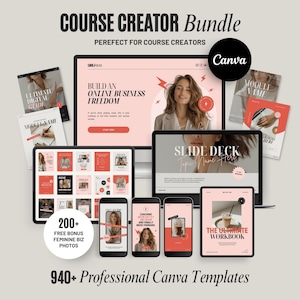 Canva Template Bundle: Kursersteller & Coaching Kit (940+ Vorlagen) Digitaler Download PG01