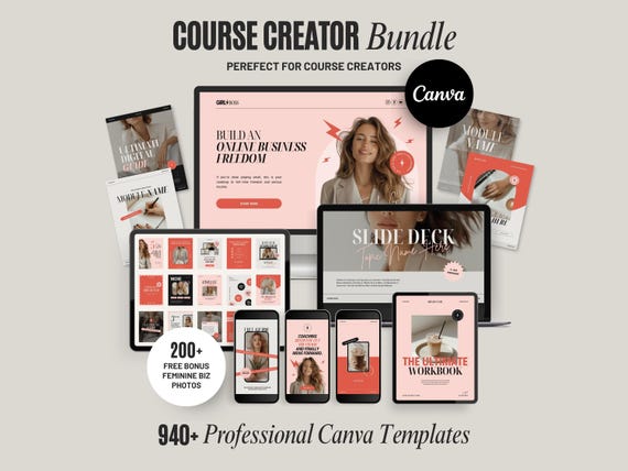 Canva Template Bundle: Course Creator & Coaching Kit (940+ Templates) Digital Download PG01