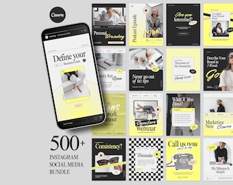 Yellow Instagram Canva Templates: Social Media Branding Kit for Coaches (Digital Download) S5