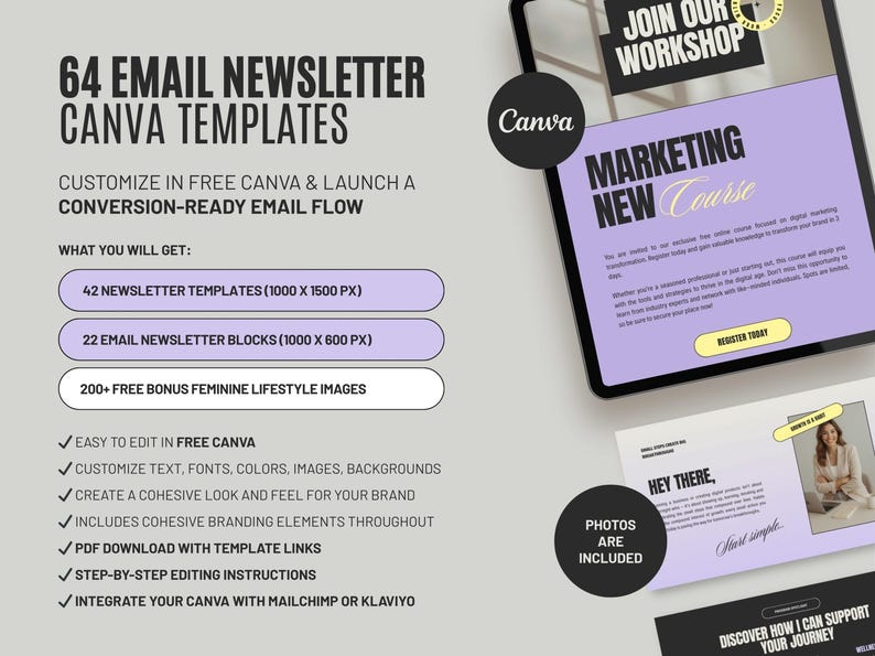 Aesthetic Purple Email Newsletter Templates Canva Editable Sequence ...
